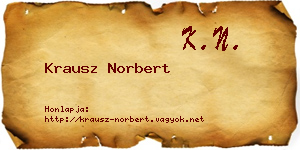 Krausz Norbert névjegykártya